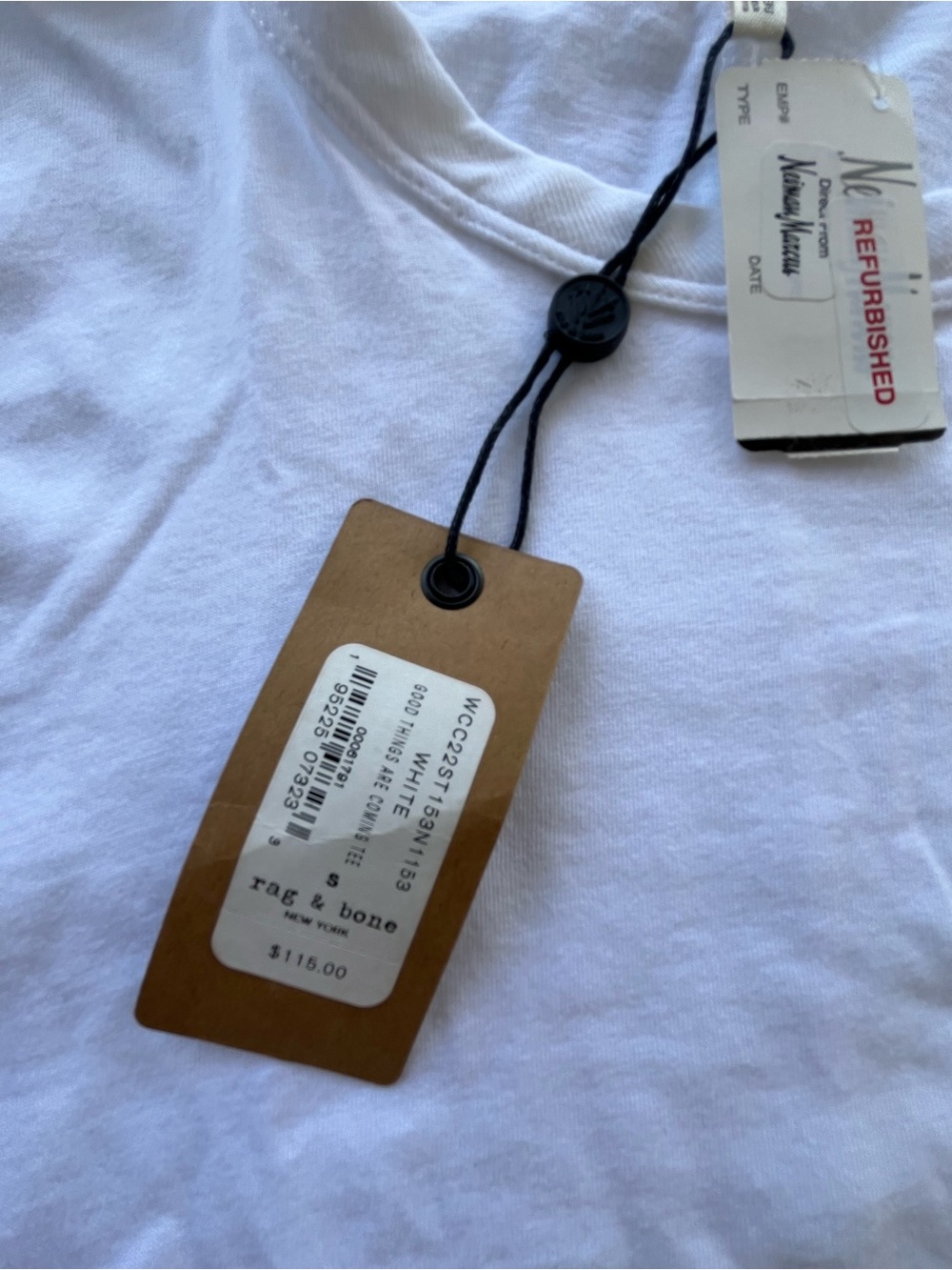 rag & bone White Tee with Black Script Embroidery “ good things are coming” Sz S - Picture 4 of 7